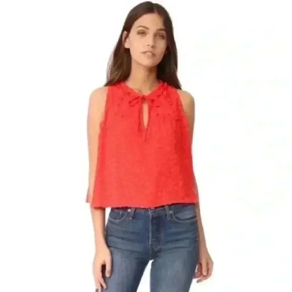 IRO Red Orange Ragnhild Textured Swing Tank Blouse - Picture 3 of 7